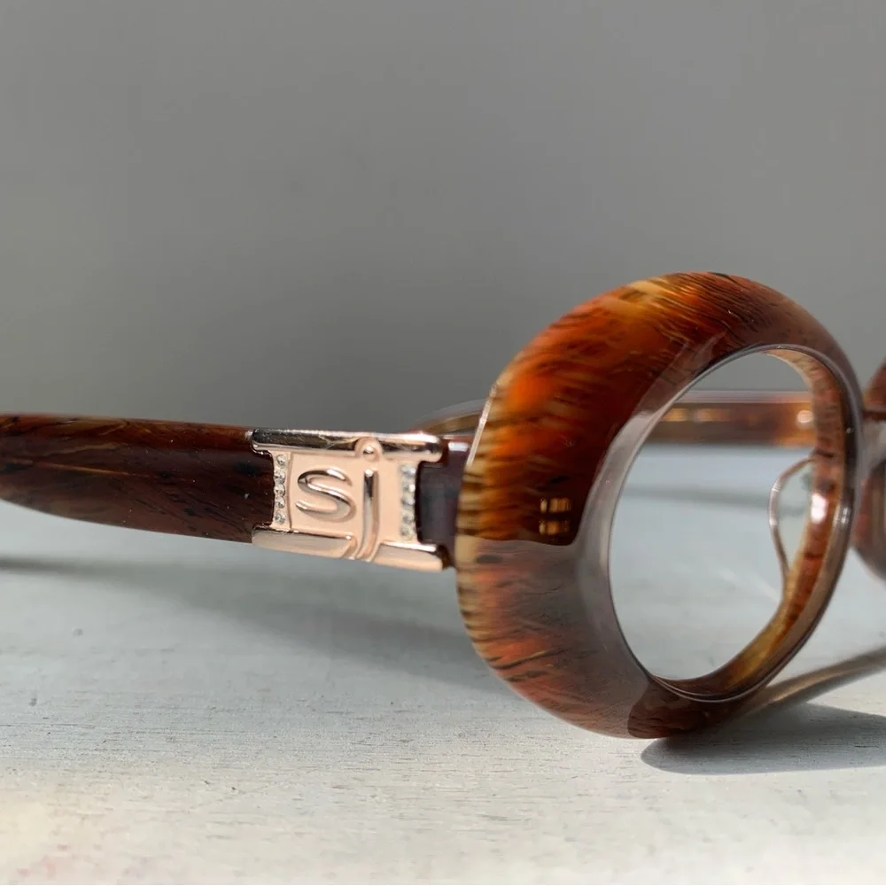Vintage WIDE FIT Acetate EyeGlasses Amber Caramel Auburn NOS 1990’s Eyeglasses
